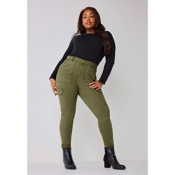 V.I.P. Jeans Green Cargo Jogger Pant Size 13 /14 - Picture 1 of 11